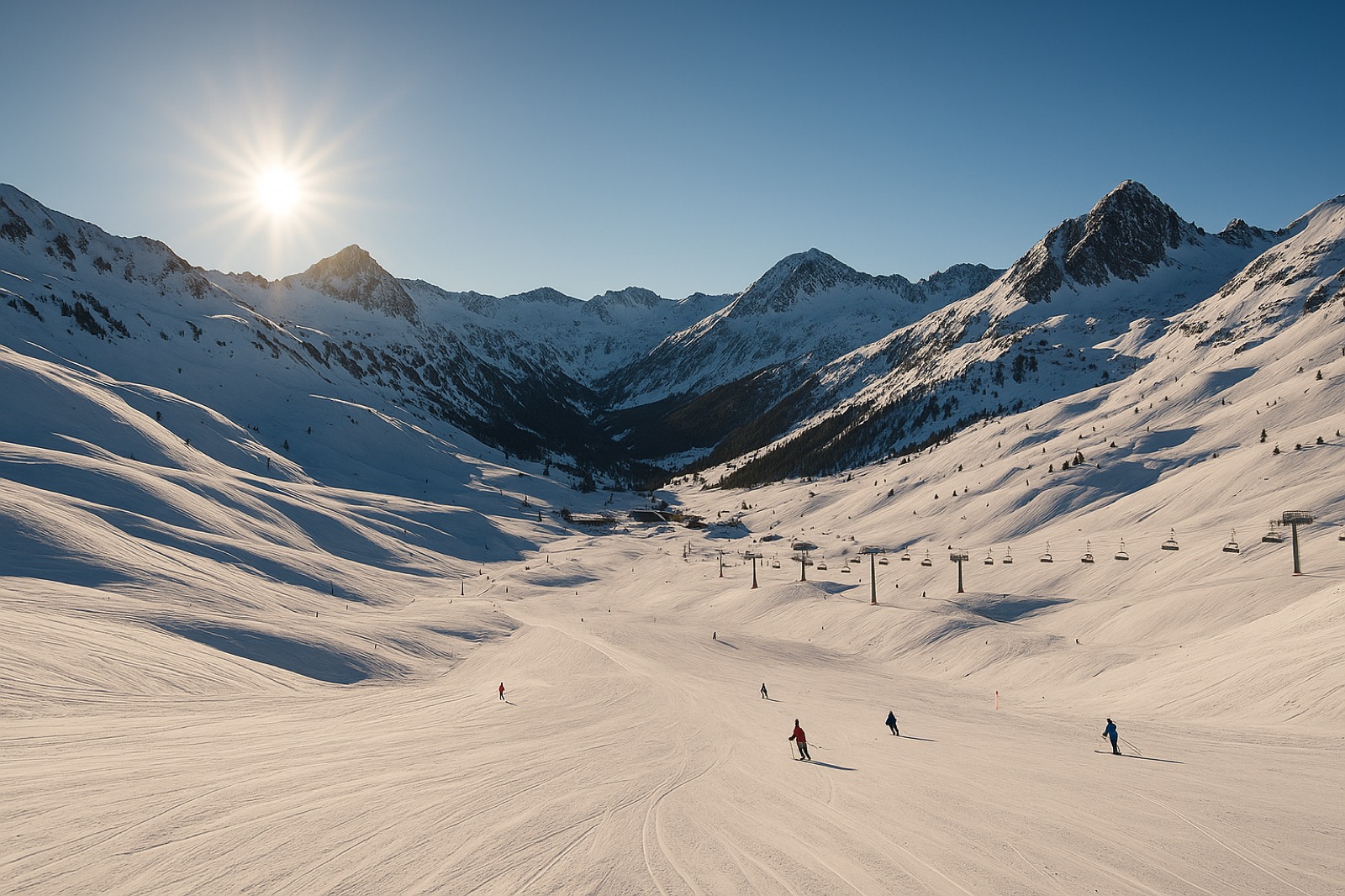 Domaine skiable de Grandvalira en Andorre, Pyrénées enneigées